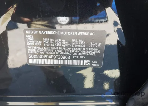 2023 BMW X3 xDrive30I from USA, damaged, VIN 5UX53DP04P9T20968